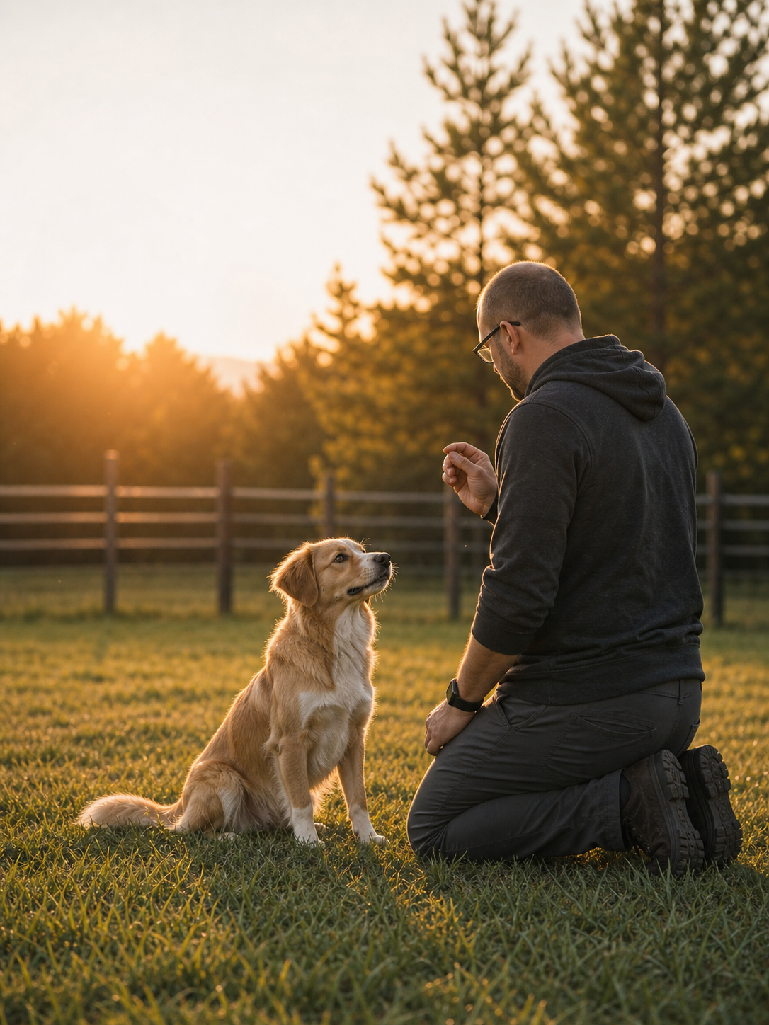 Séance d'approche positive avec un chien attentif